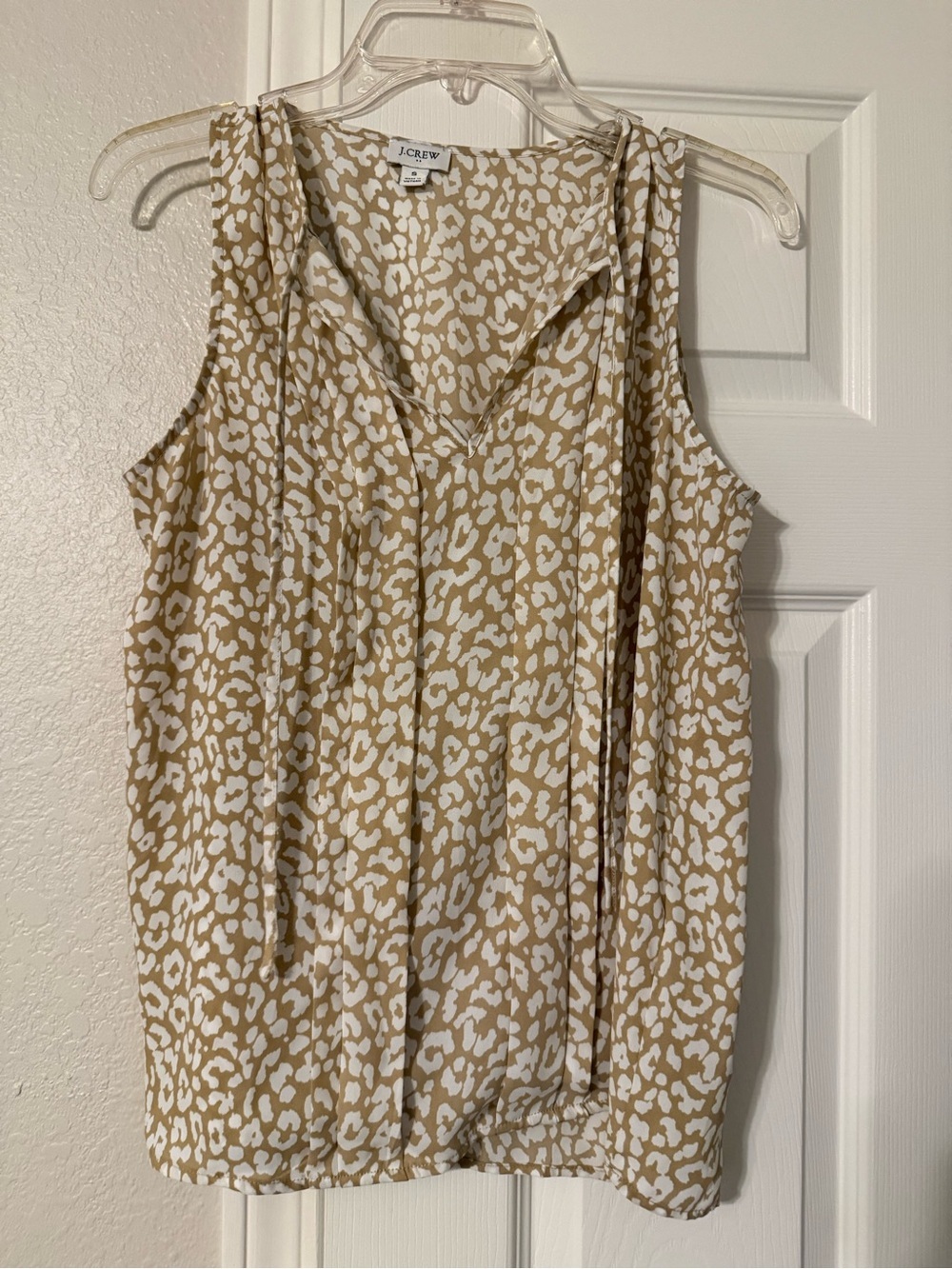J. Crew Beige and White Printed Sleeveless V-Neck Camisole